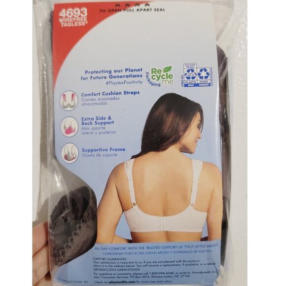 Playtex 18 Hour 4693 Ultimate Shoulder Comfort Wireless Bra Sparrow Brown 36D - Picture 3 of 8